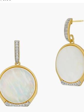 Freida Rothman Iridescent Drop Earring Mother Of Pearl/ Gold/ Silver